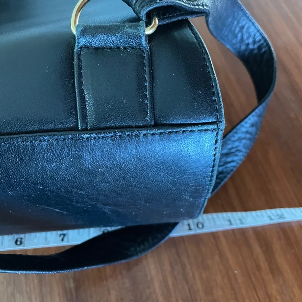 Black hard leather backpack handbag purse /backpack style